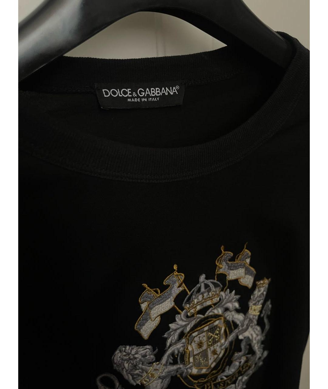 DOLCE&GABBANA Черная хлопко-полиэстеровая футболка, фото 3