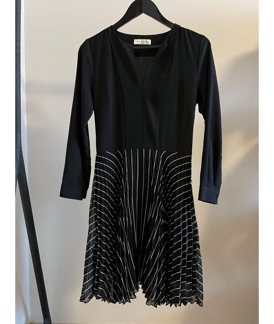 SANDRO Черное полиэстеровое повседневное платье, фото 8