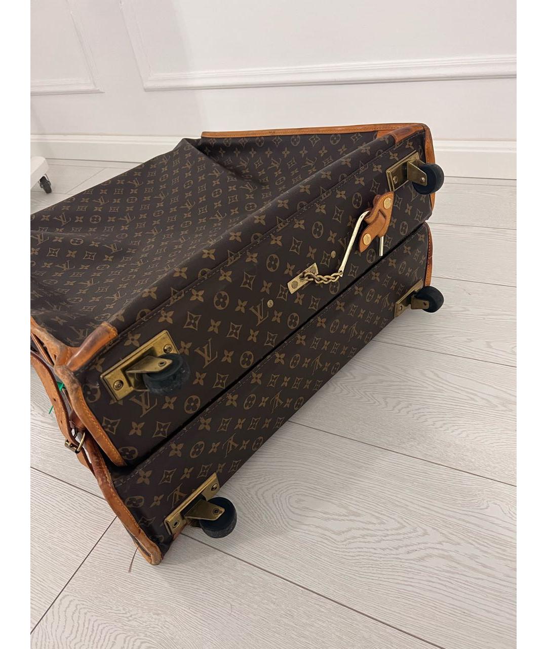 LOUIS VUITTON PRE-OWNED Коричневый чемодан из искусственной кожи, фото 7