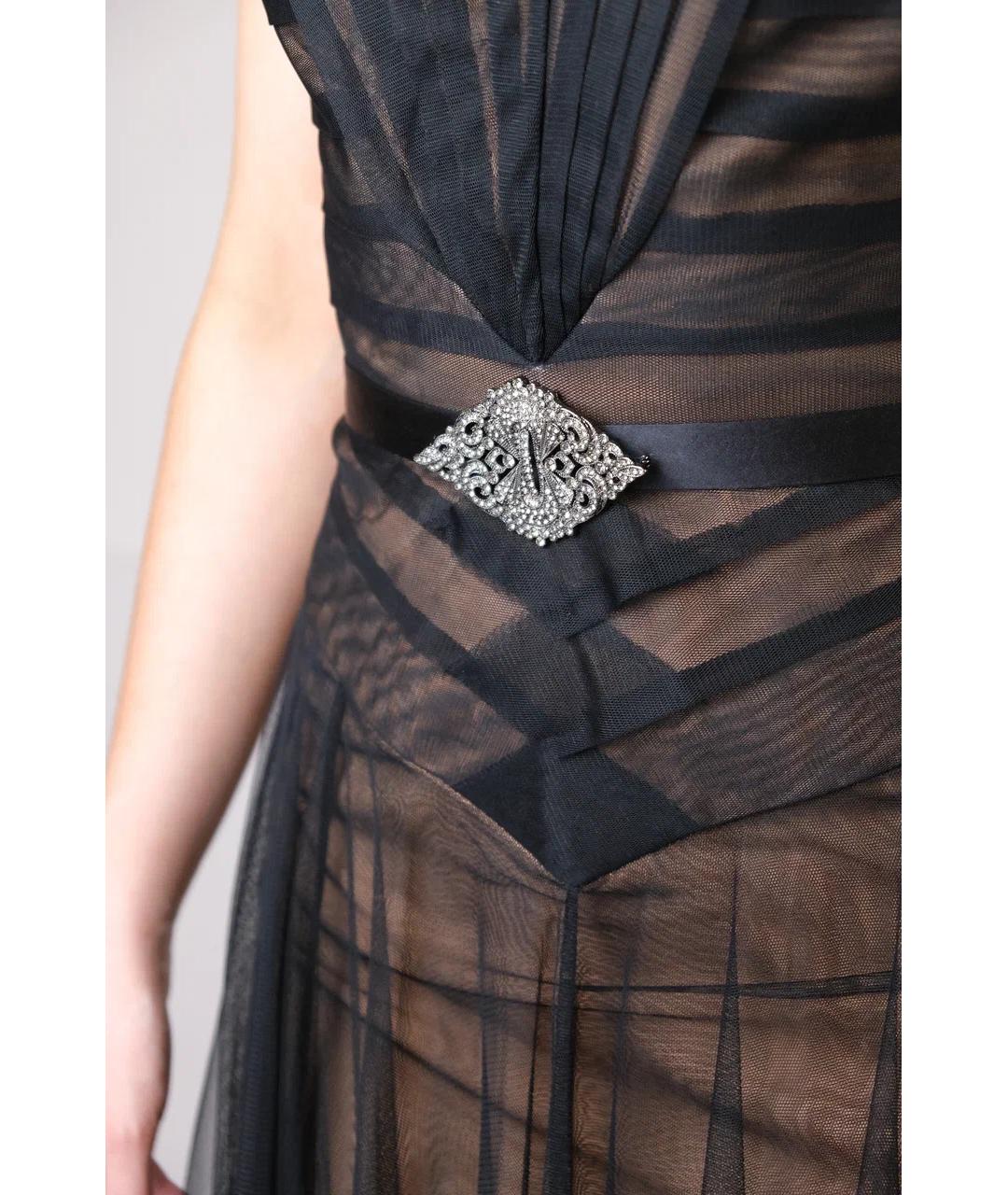 BADGLEY MISCHKA Черное шифоновое вечернее платье, фото 5
