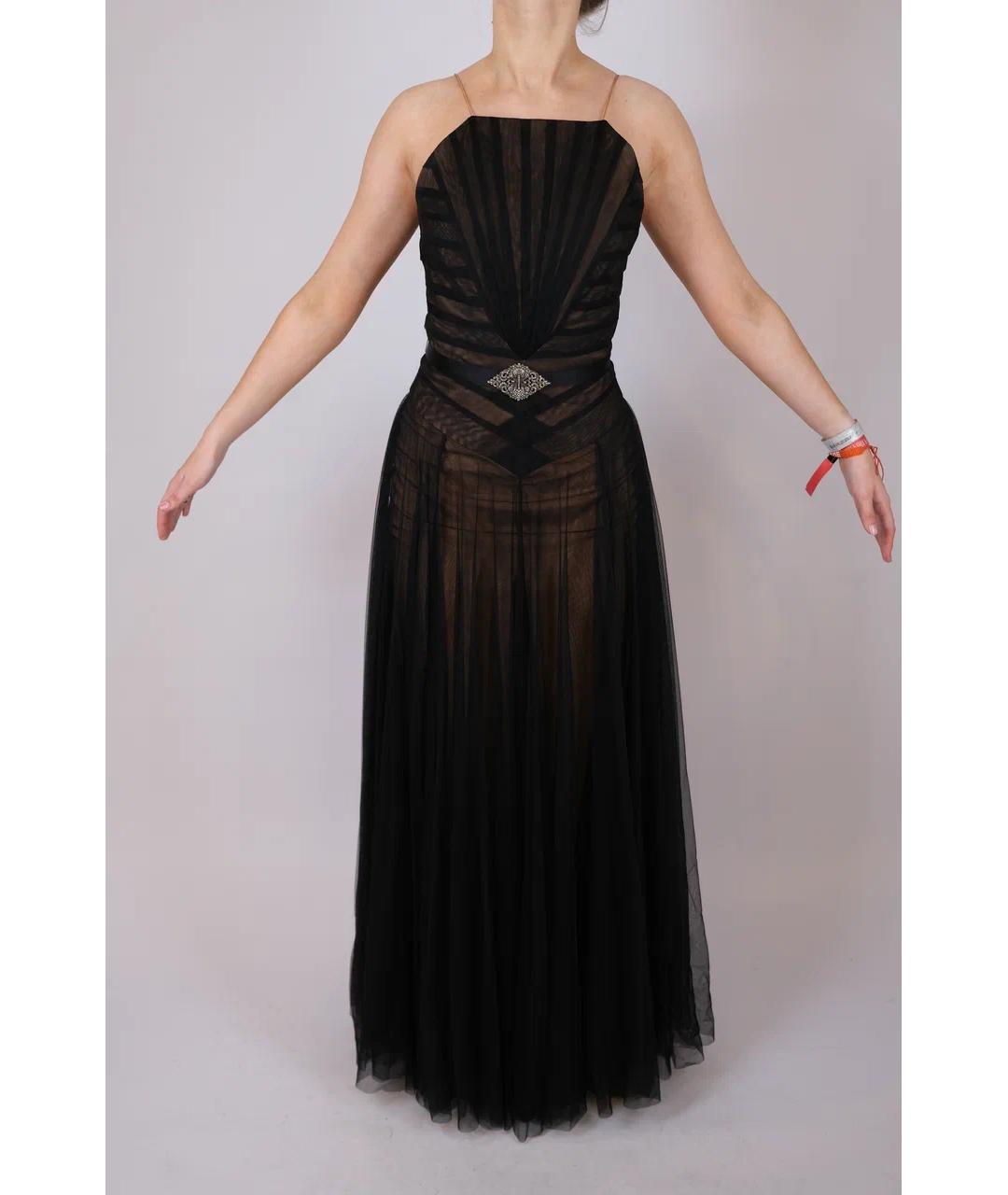 BADGLEY MISCHKA Черное шифоновое вечернее платье, фото 7