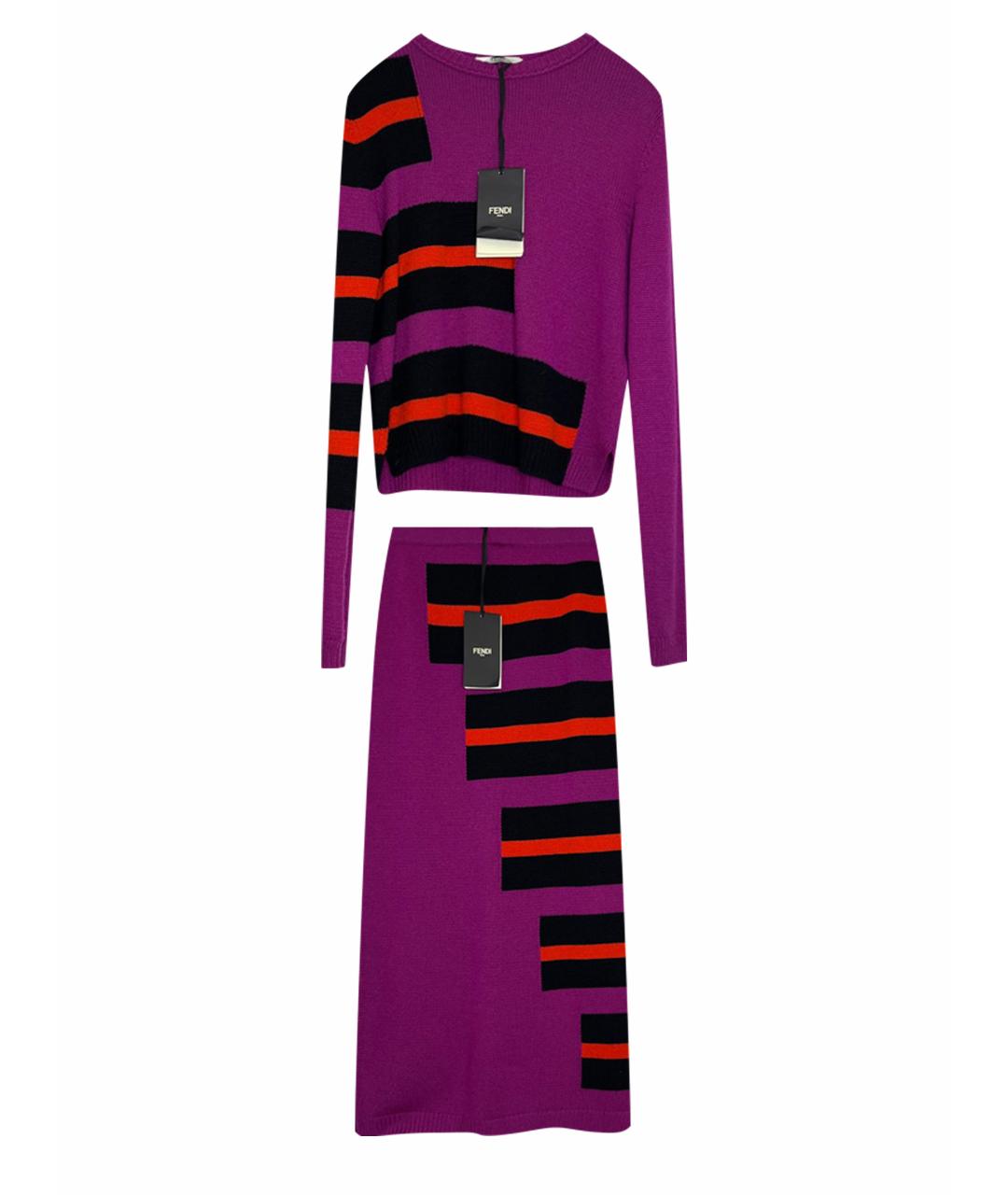 FENDI Фиолетовый кашемировый костюм с юбками, фото 1