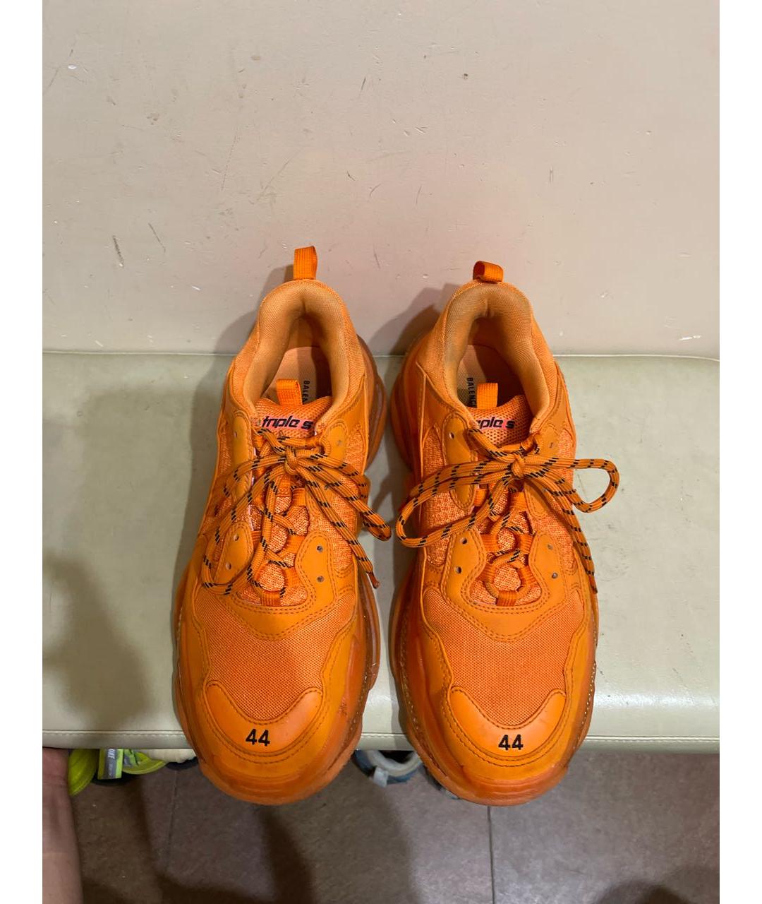 BALENCIAGA Оранжевое текстильные низкие кроссовки / кеды, фото 3