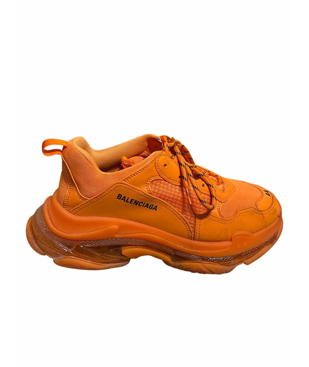 BALENCIAGA Оранжевое текстильные низкие кроссовки / кеды, фото 1
