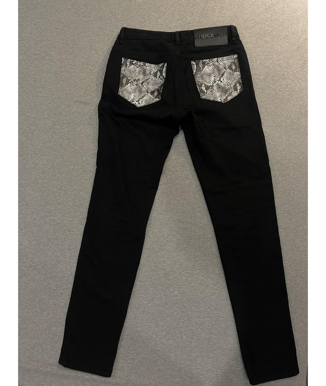 JUST CAVALLI Черные хлопко-полиэстеровые джинсы слим, фото 5