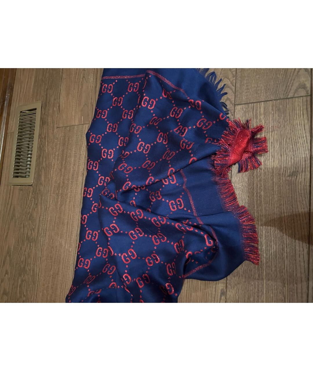 GUCCI Синий шелковый платок, фото 2