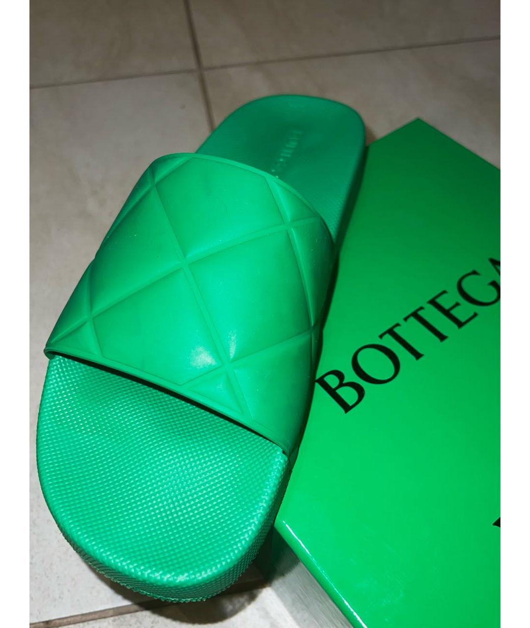BOTTEGA VENETA Зеленые резиновые шлепанцы, фото 5