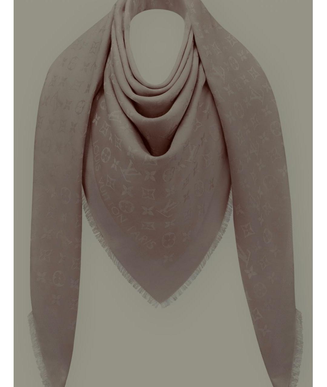 LOUIS VUITTON PRE-OWNED Серый шерстяной платок, фото 4