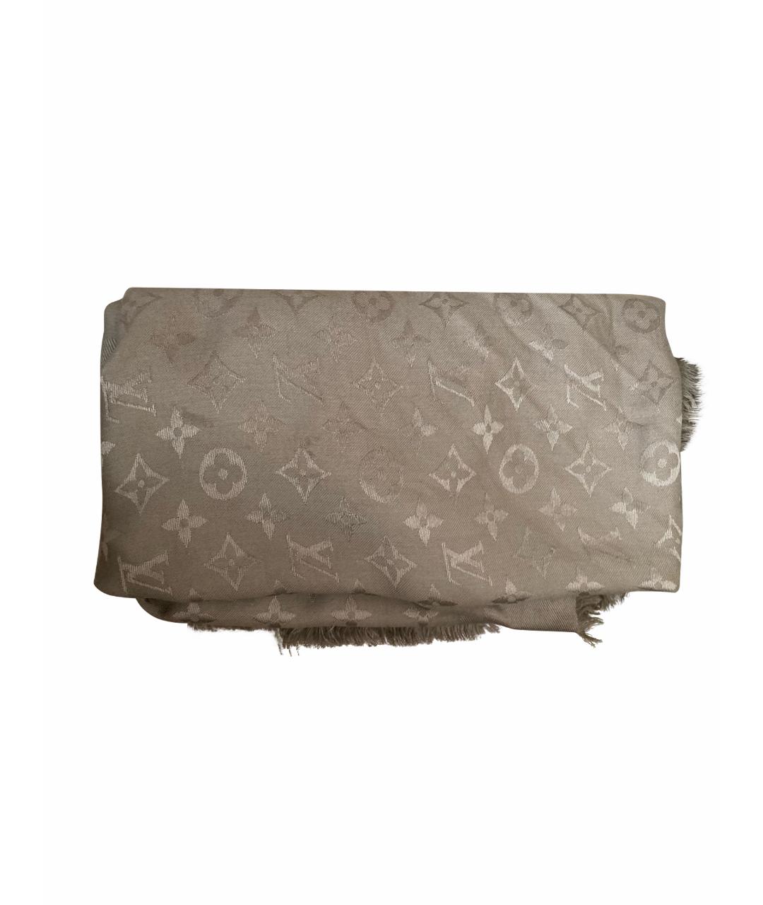 LOUIS VUITTON PRE-OWNED Серый шерстяной платок, фото 1
