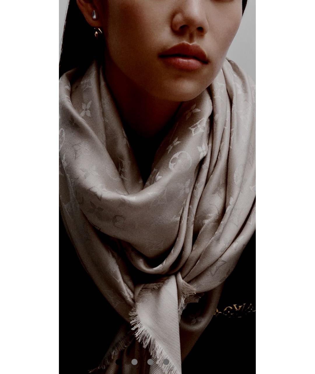 LOUIS VUITTON PRE-OWNED Серый шерстяной платок, фото 5