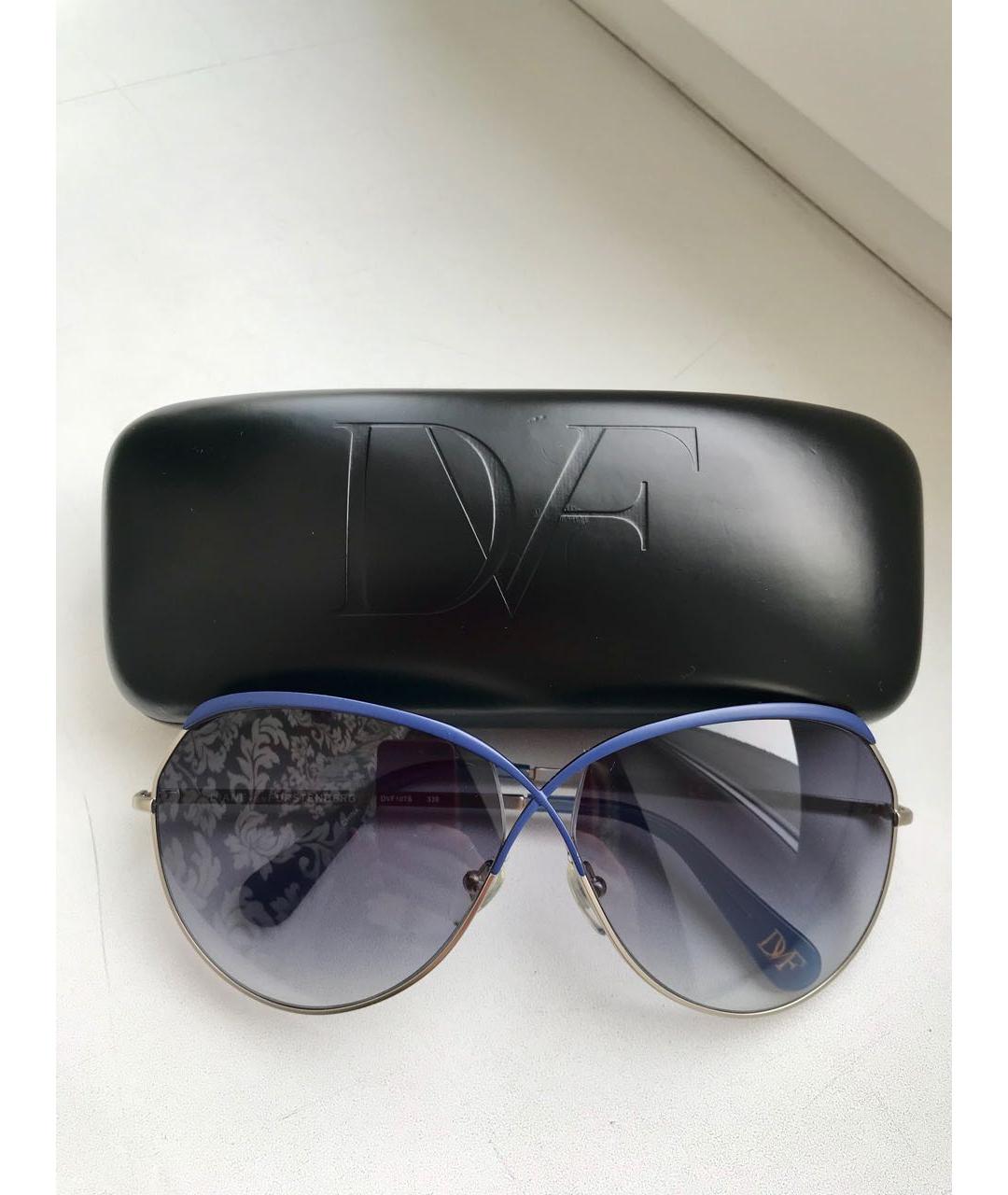 DIANE VON FURSTENBERG Синие металлические солнцезащитные очки, фото 3