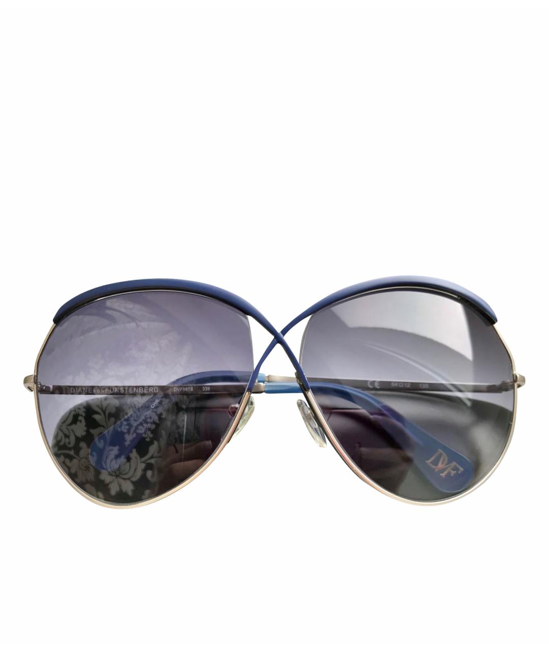DIANE VON FURSTENBERG Синие металлические солнцезащитные очки, фото 1