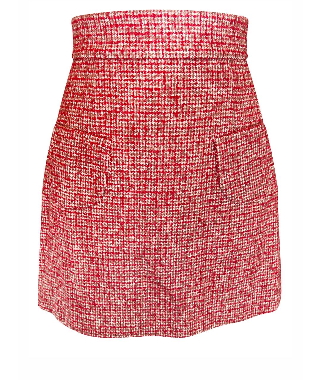 MIU MIU Красная твидовая юбка мини, фото 1