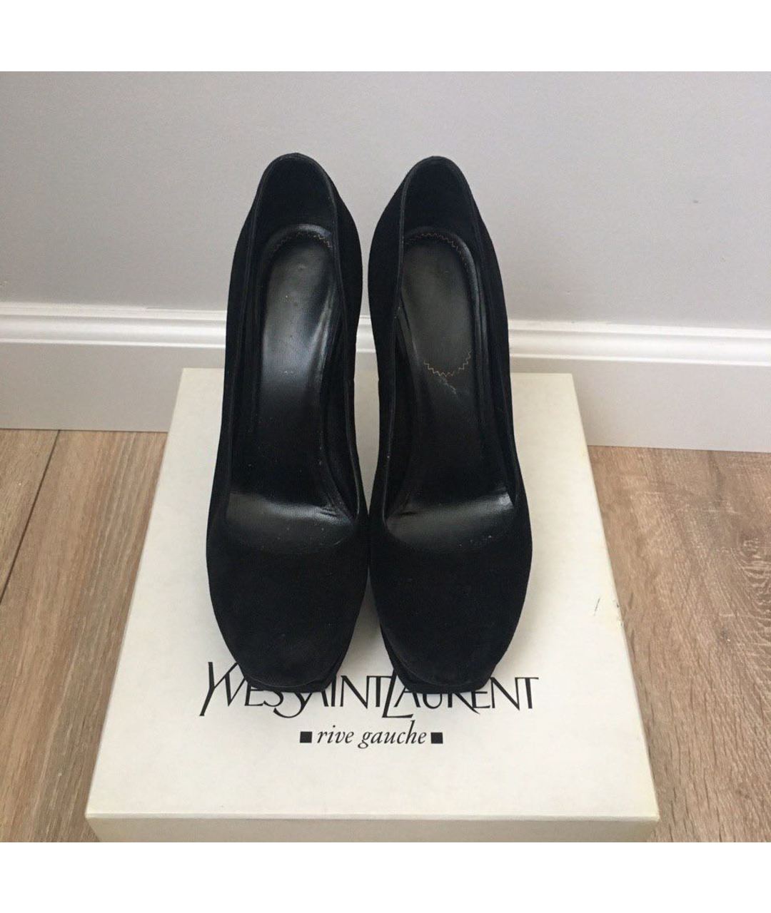 SAINT LAURENT Черные замшевые туфли, фото 2