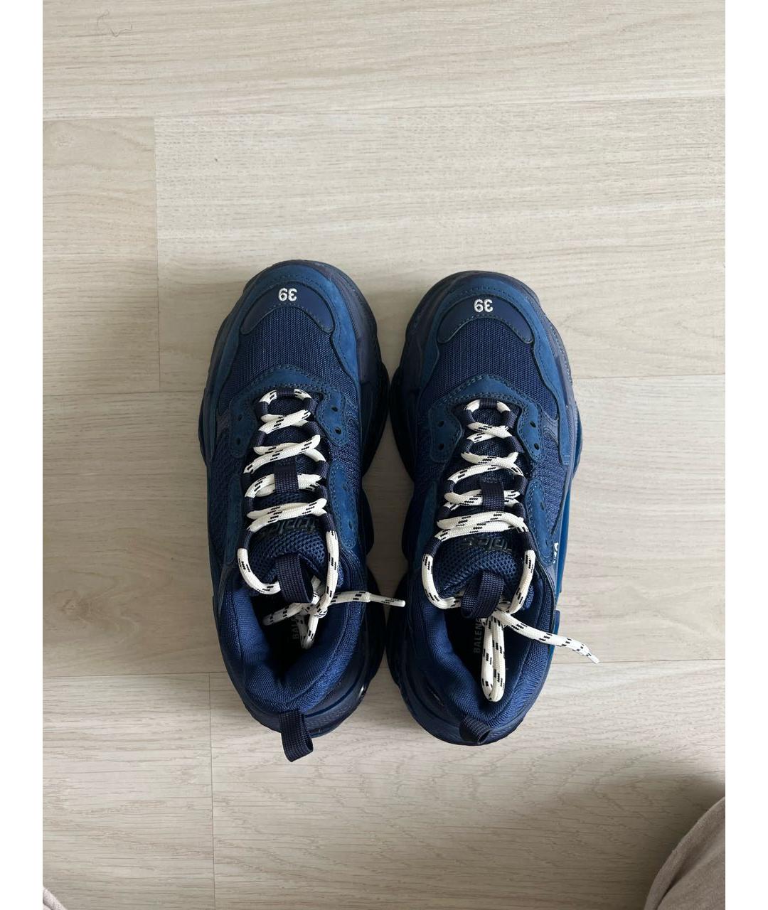 BALENCIAGA Синие кожаные кроссовки, фото 3