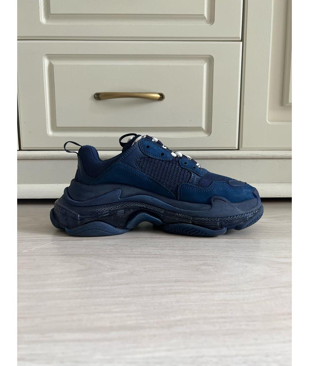 BALENCIAGA Синие кожаные кроссовки, фото 5