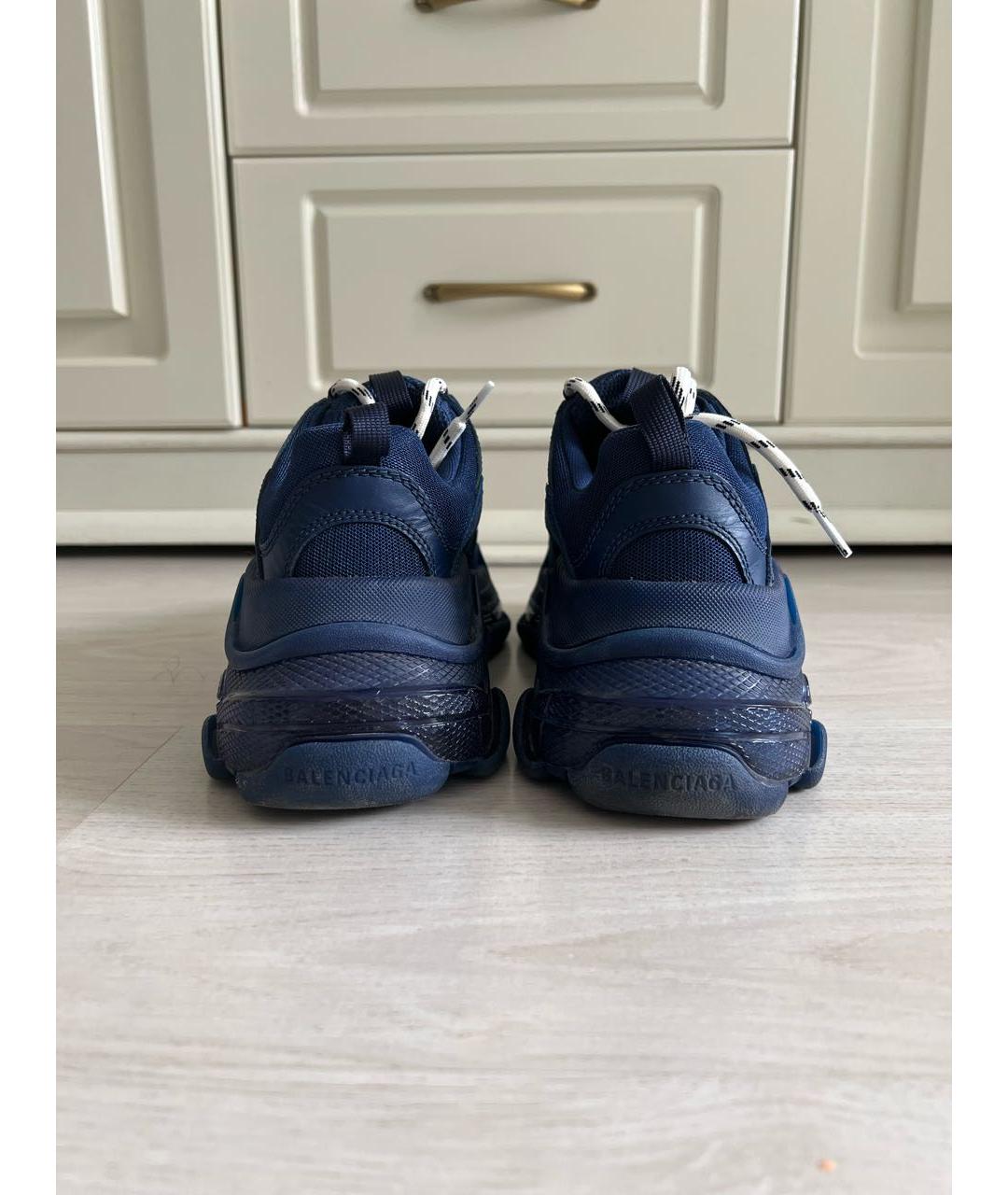BALENCIAGA Синие кожаные кроссовки, фото 4