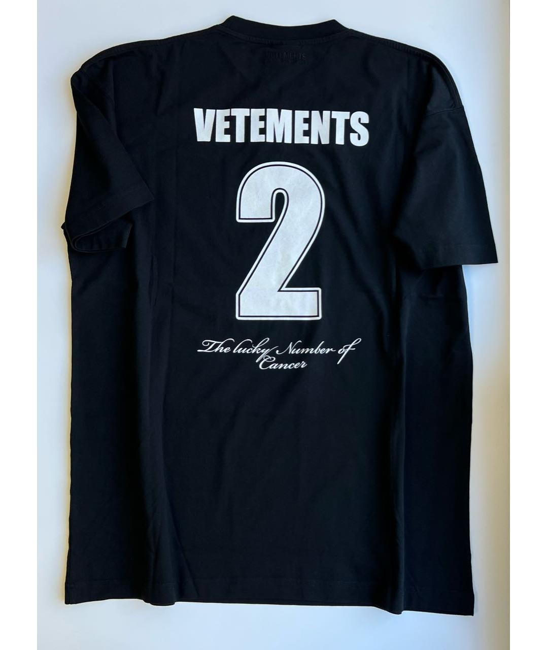 VETEMENTS Черная хлопковая футболка, фото 2