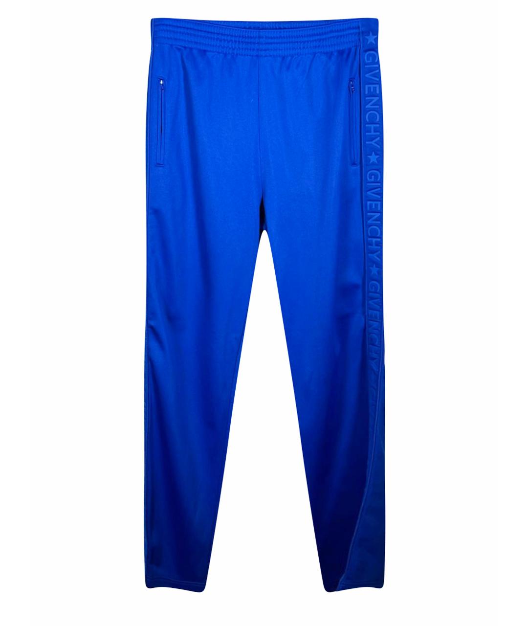 GIVENCHY Синие полиэстеровые прямые брюки, фото 1