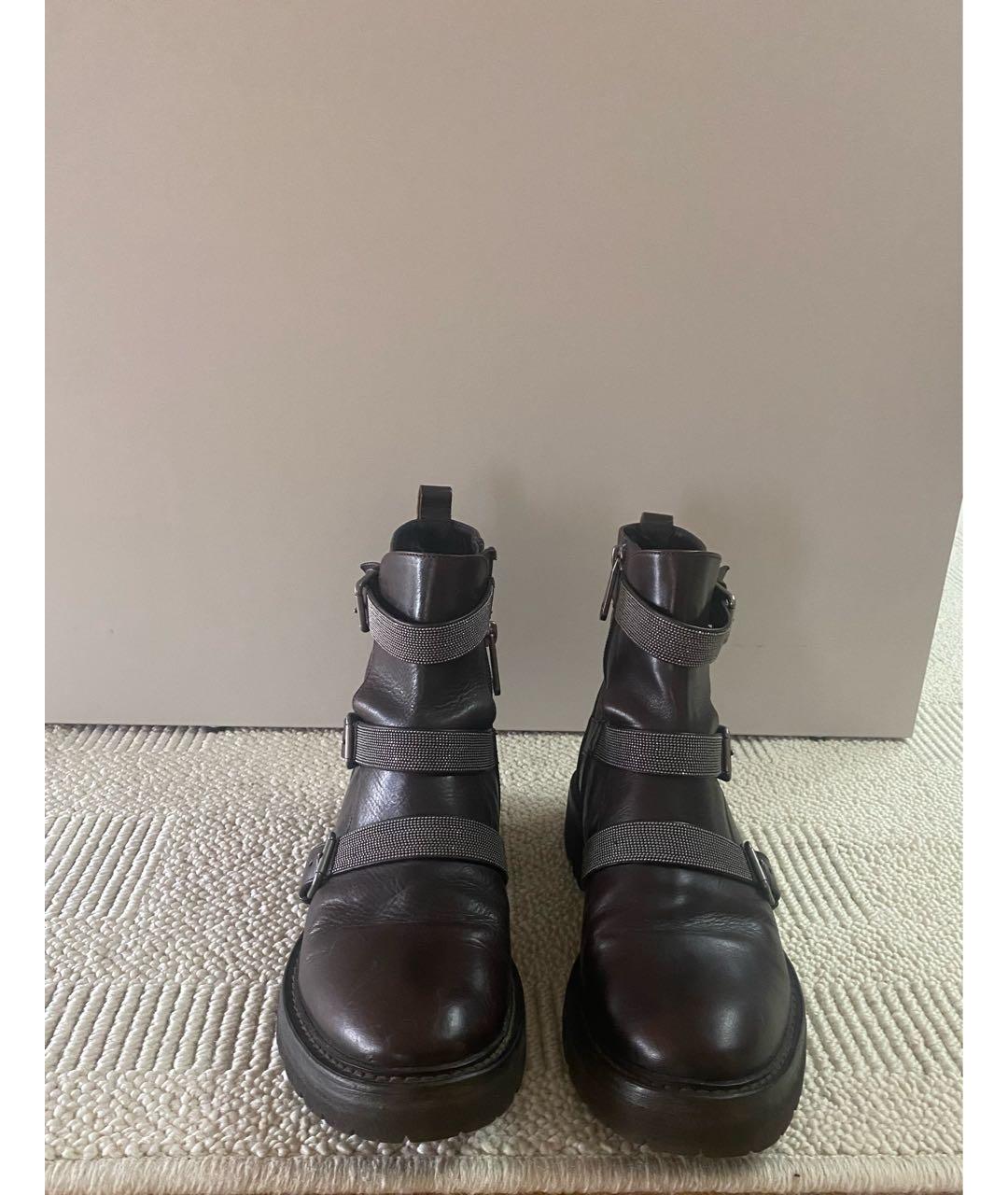 BRUNELLO CUCINELLI Коричневые кожаные ботинки, фото 2