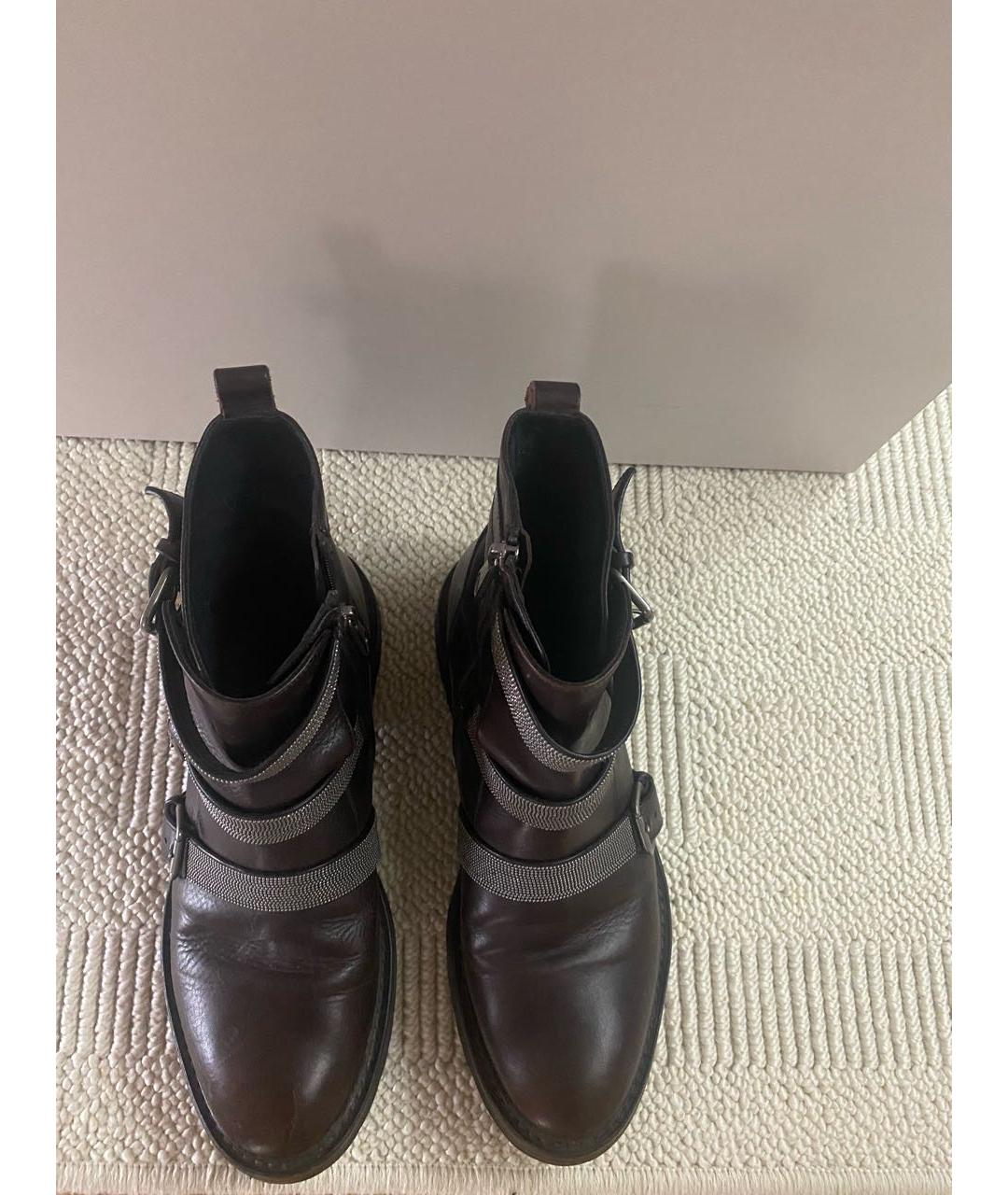 BRUNELLO CUCINELLI Коричневые кожаные ботинки, фото 3