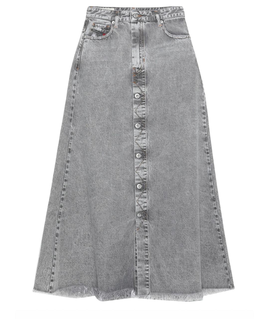 DIESEL Серая хлопковая юбка макси, фото 1