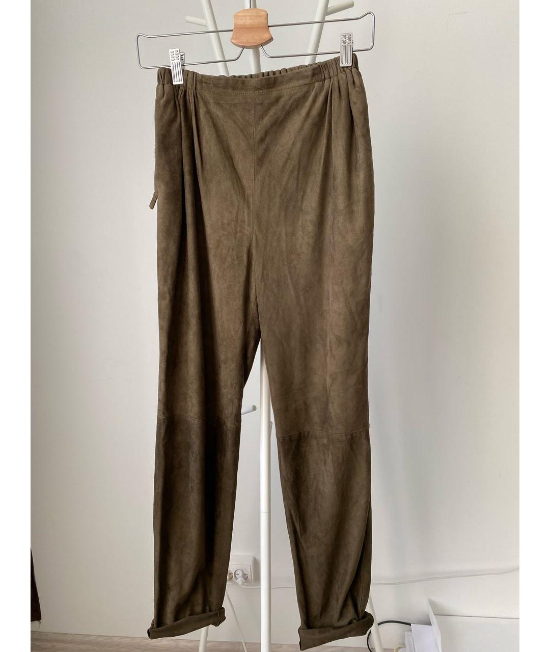 HALSTON HERITAGE Хаки замшевые брюки узкие, фото 7