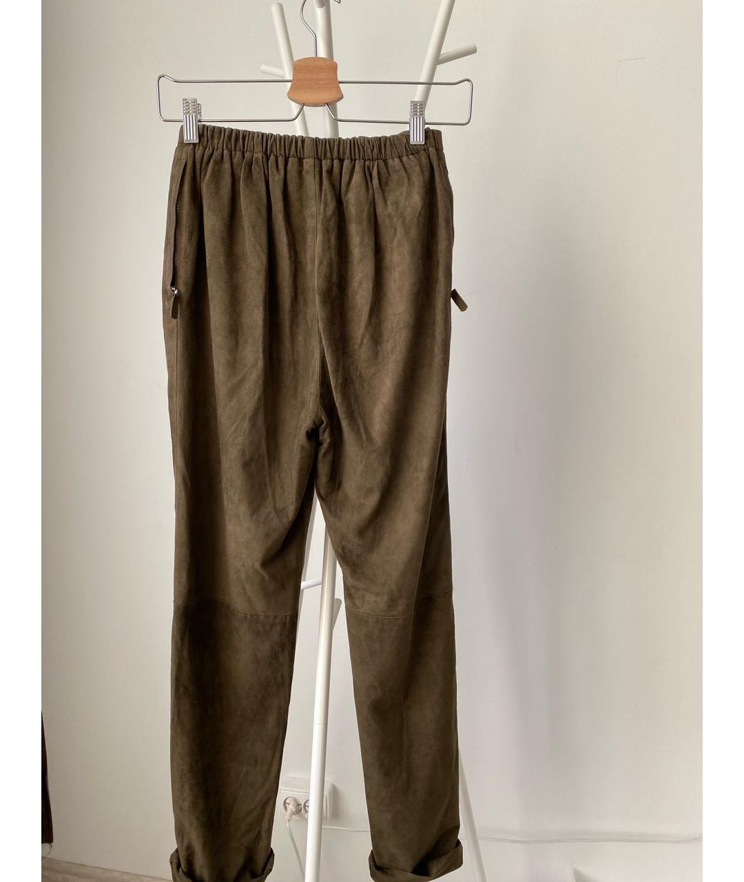 HALSTON HERITAGE Хаки замшевые брюки узкие, фото 2