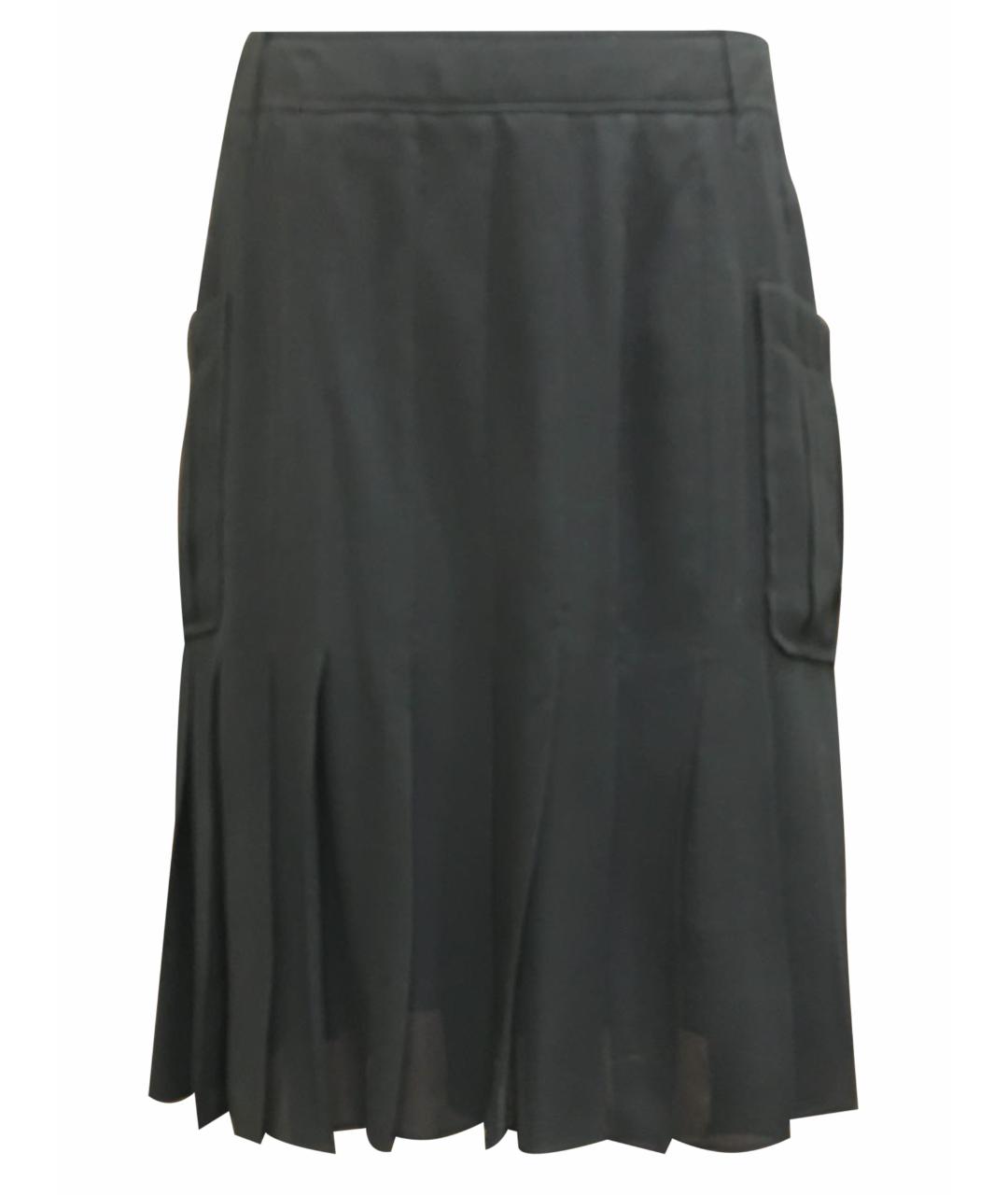 SAINT LAURENT Черная шелковая юбка миди, фото 1