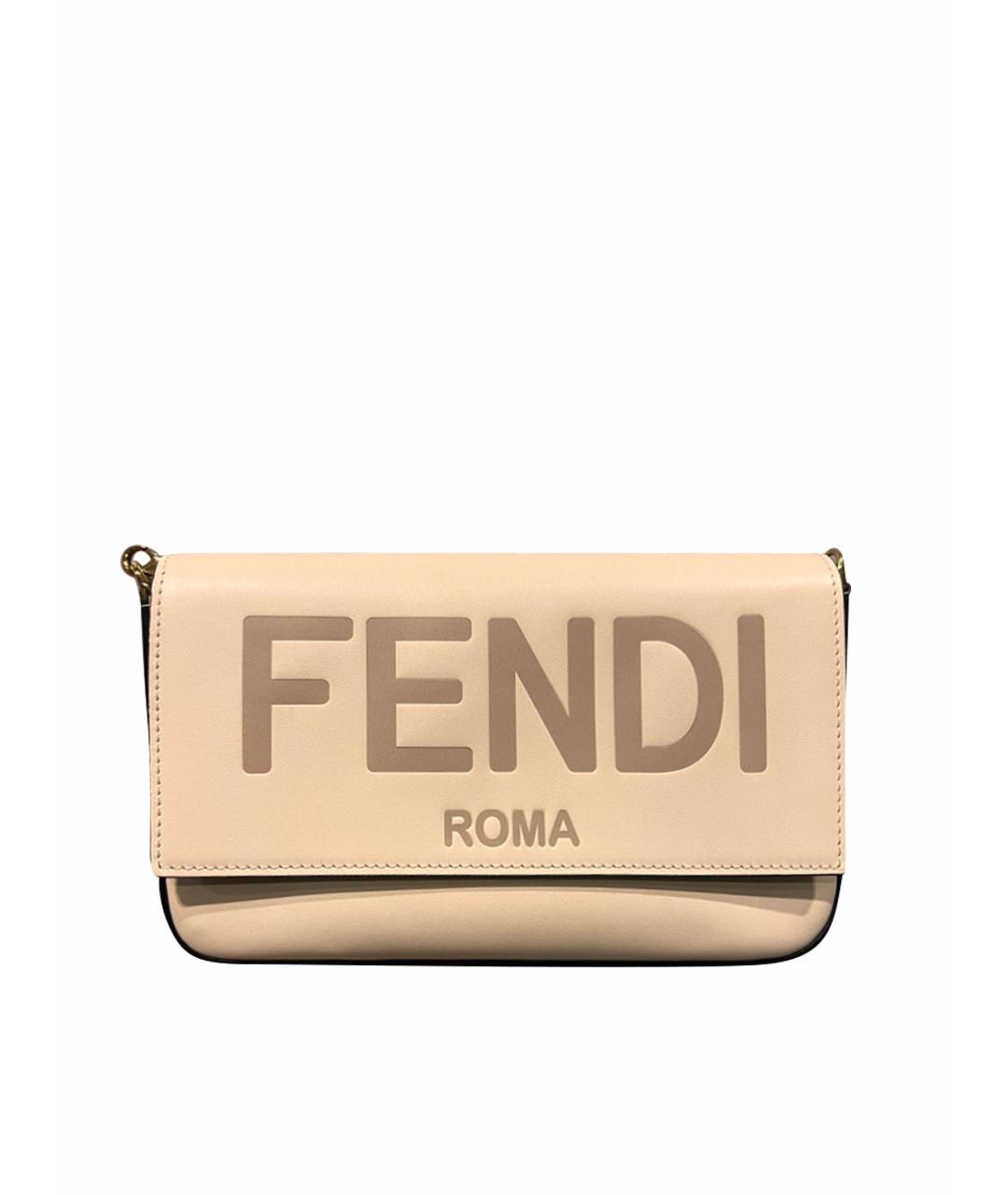 FENDI Бежевая кожаная сумка через плечо, фото 1