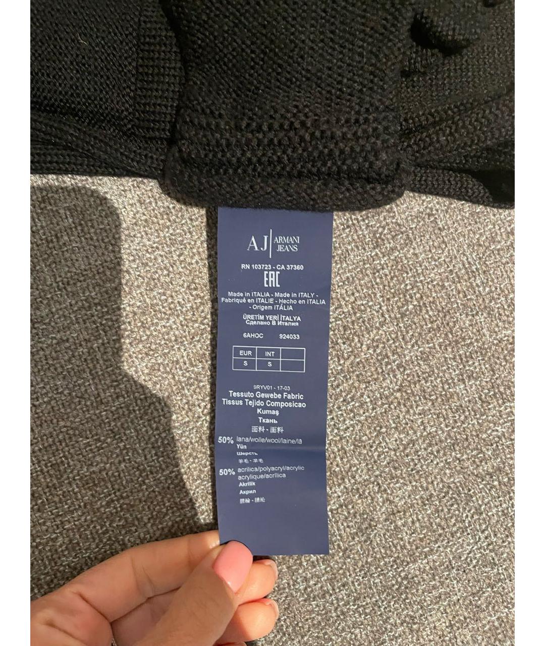 ARMANI JEANS Черная шерстяная шапка, фото 4