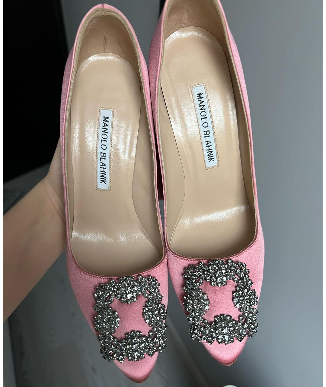 MANOLO BLAHNIK Розовые текстильные туфли, фото 2