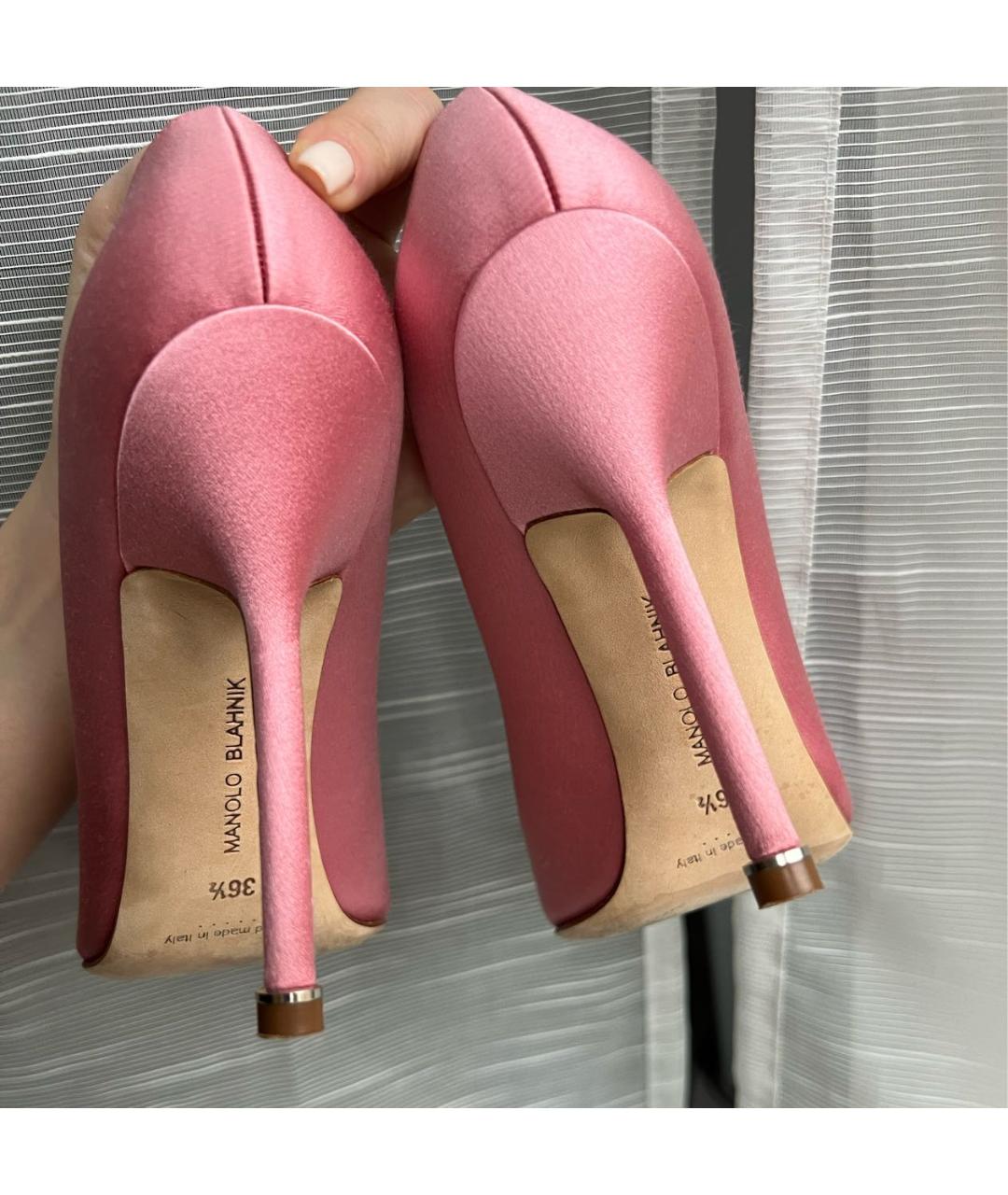 MANOLO BLAHNIK Розовые текстильные туфли, фото 4