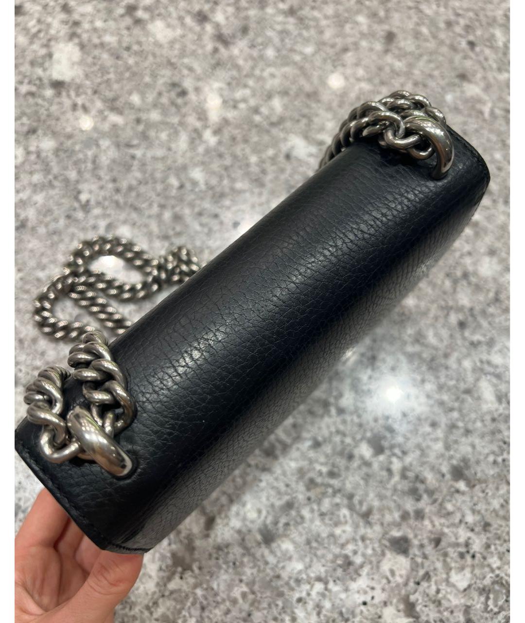 GUCCI Черная кожаная сумка через плечо, фото 5