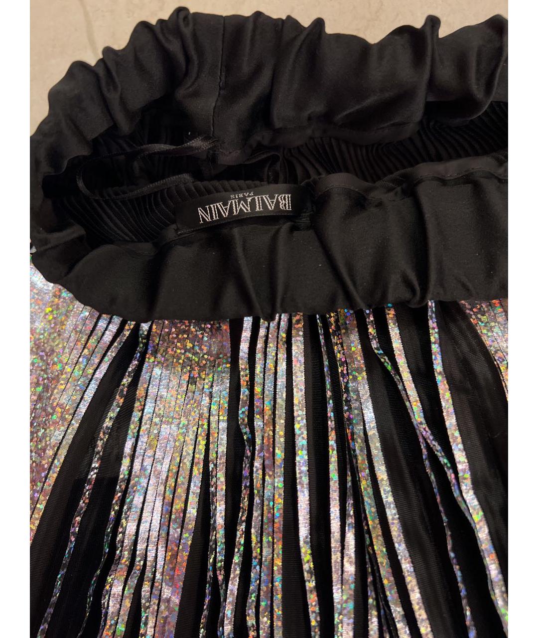 BALMAIN Серебряная полиэстеровая юбка мини, фото 3