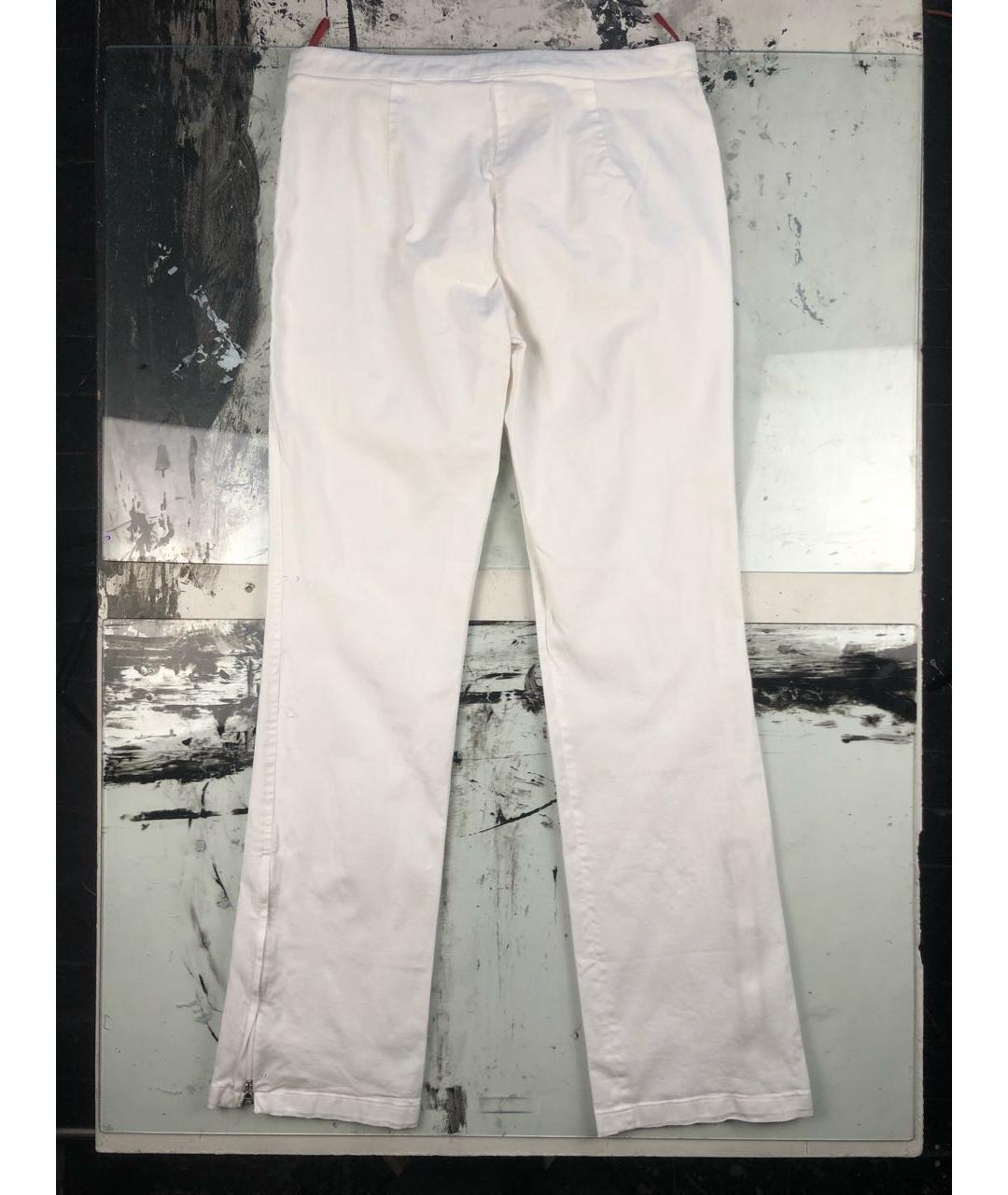 PRADA VINTAGE Белые хлопко-эластановые брюки широкие, фото 2