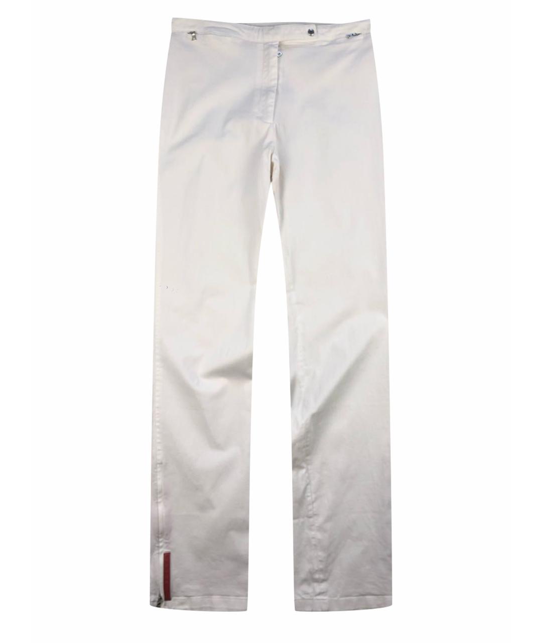 PRADA VINTAGE Белые хлопко-эластановые брюки широкие, фото 1