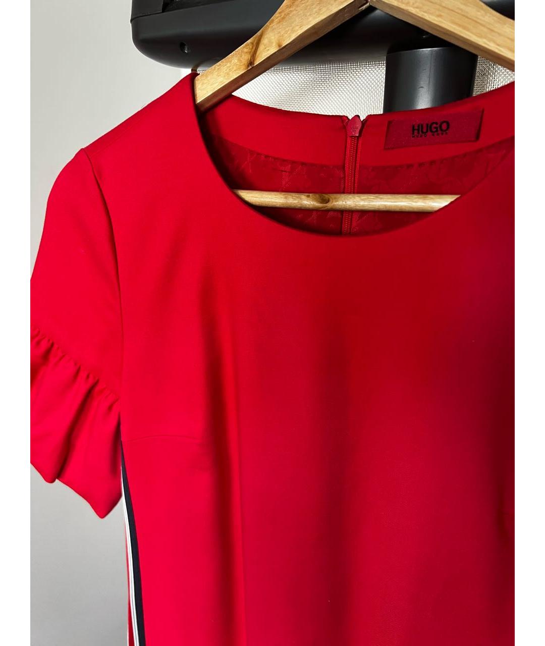 HUGO BOSS Красное хлопковое повседневное платье, фото 3