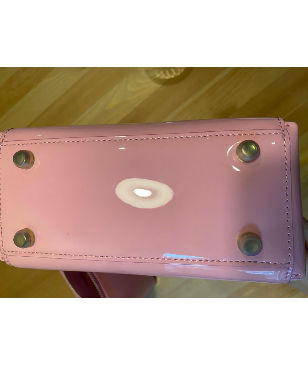 STAUD Розовая сумка с короткими ручками из лакированной кожи, фото 6