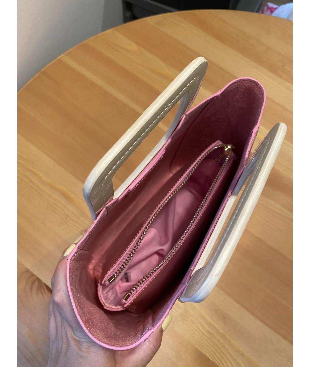 STAUD Розовая сумка с короткими ручками из лакированной кожи, фото 4