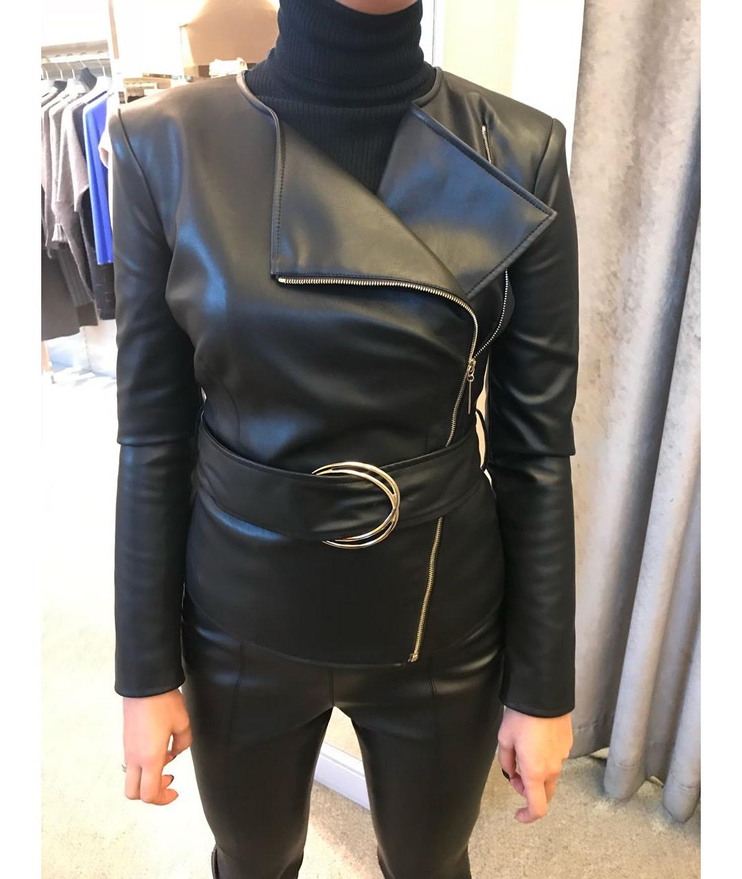 ELISABETTA FRANCHI Черная куртка из экзотической кожи, фото 4
