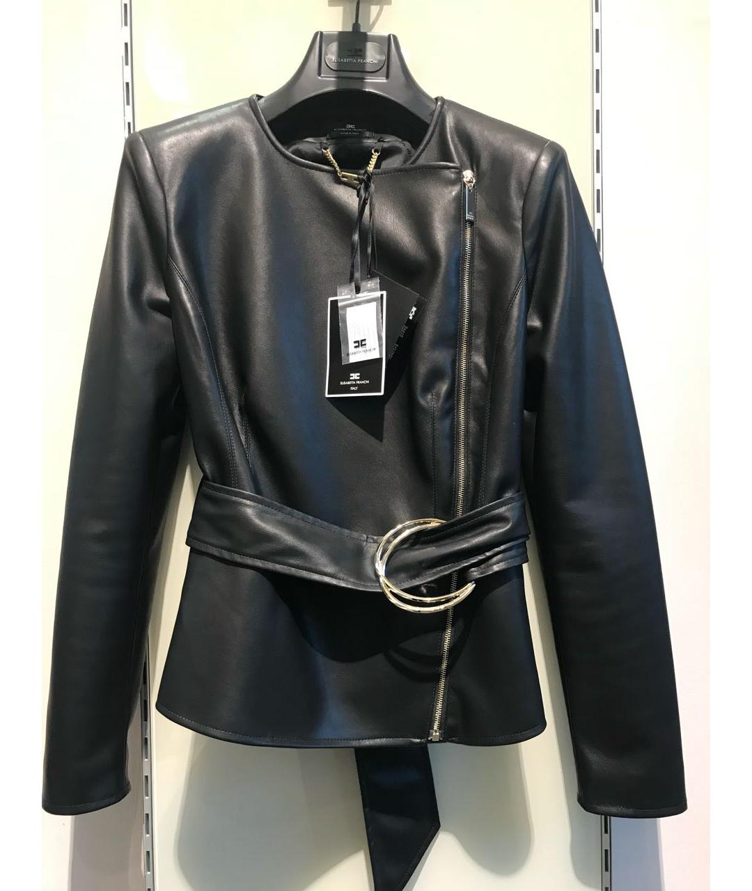 ELISABETTA FRANCHI Черная куртка из экзотической кожи, фото 6