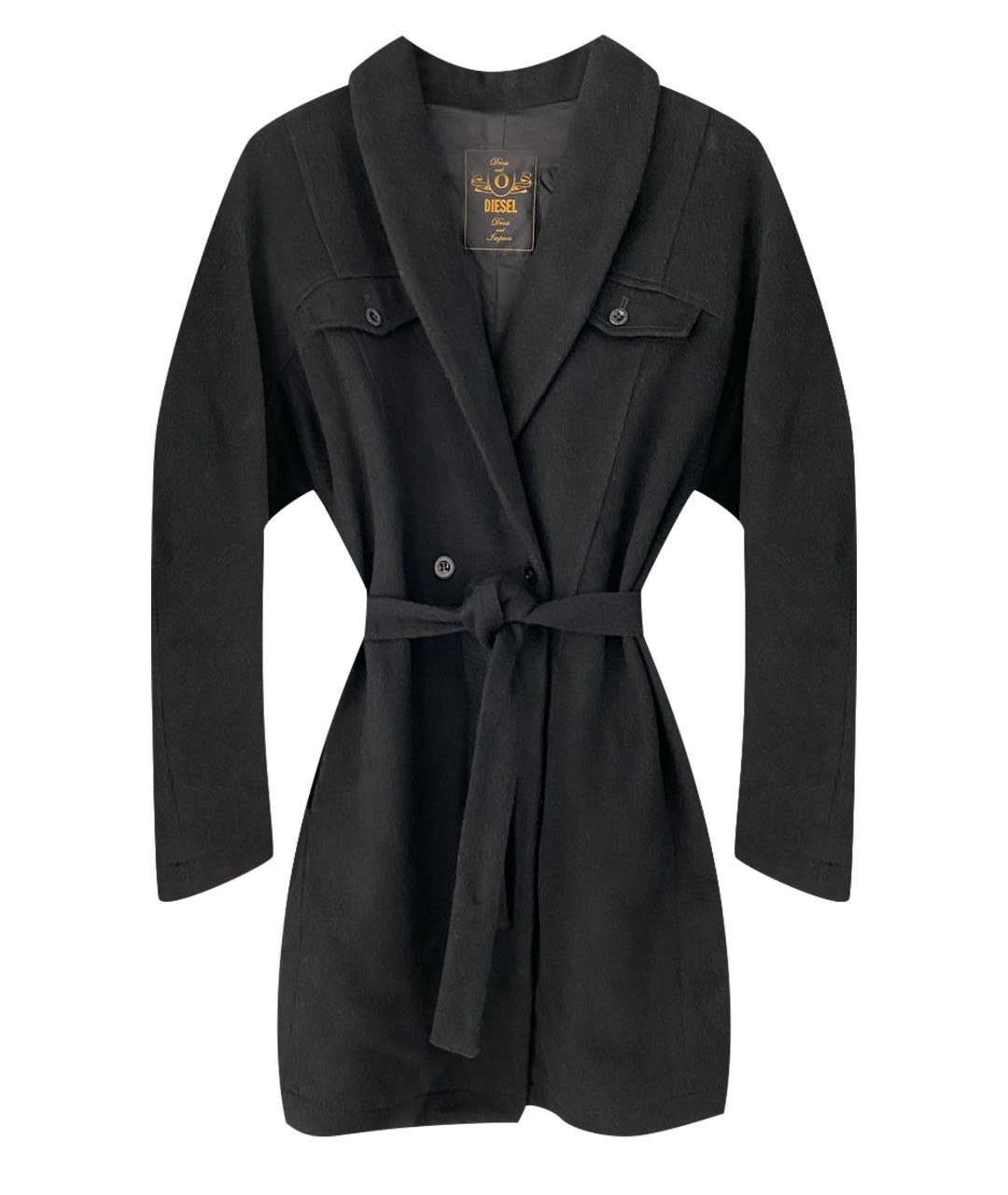 DIESEL BLACK GOLD Черное шерстяное пальто, фото 1