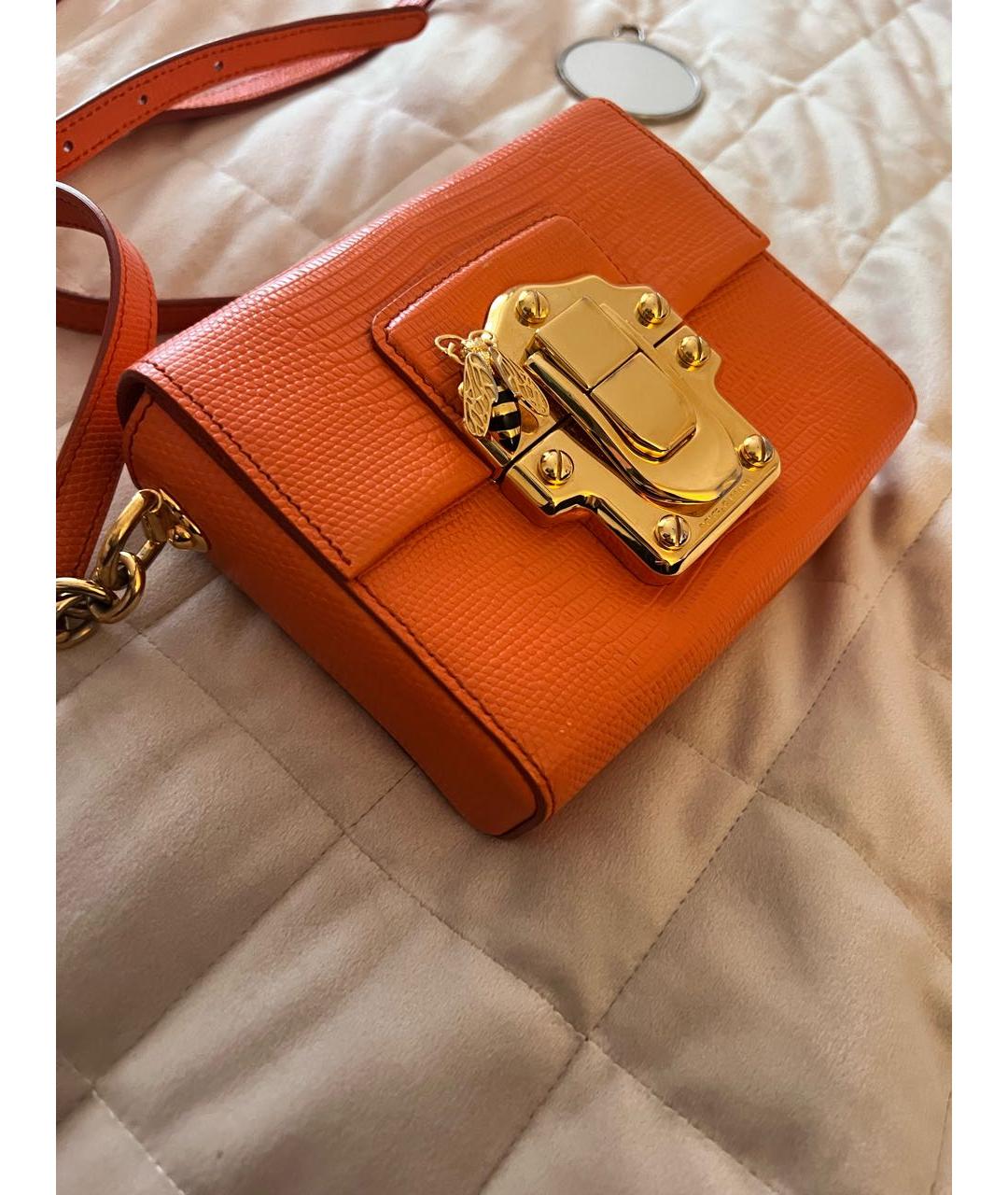 DOLCE&GABBANA Оранжевая кожаная сумка через плечо, фото 2