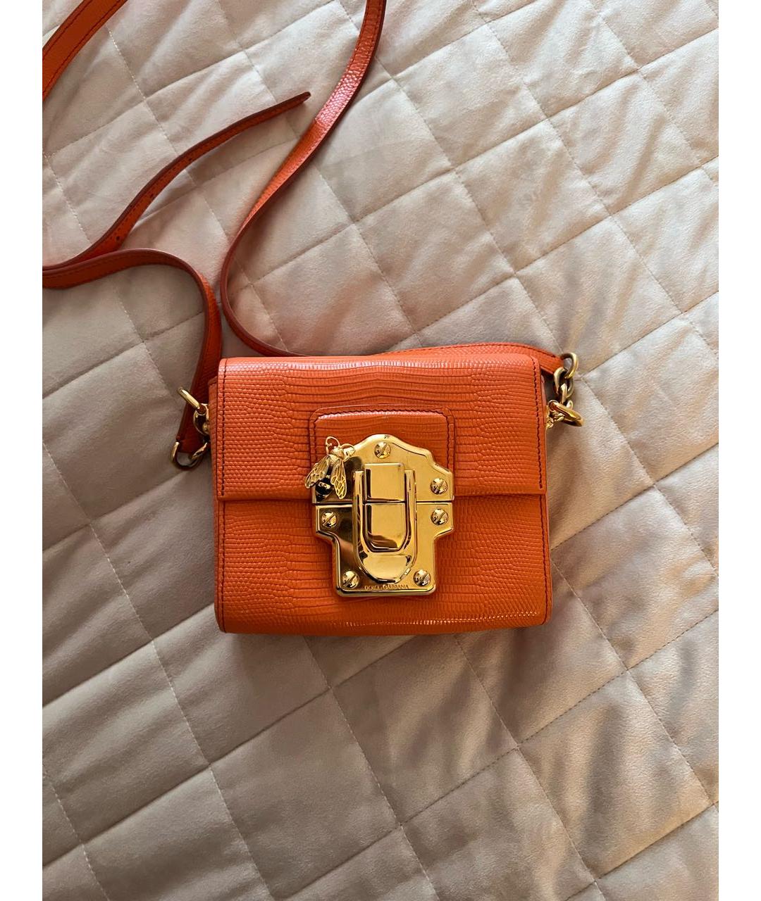 DOLCE&GABBANA Оранжевая кожаная сумка через плечо, фото 9