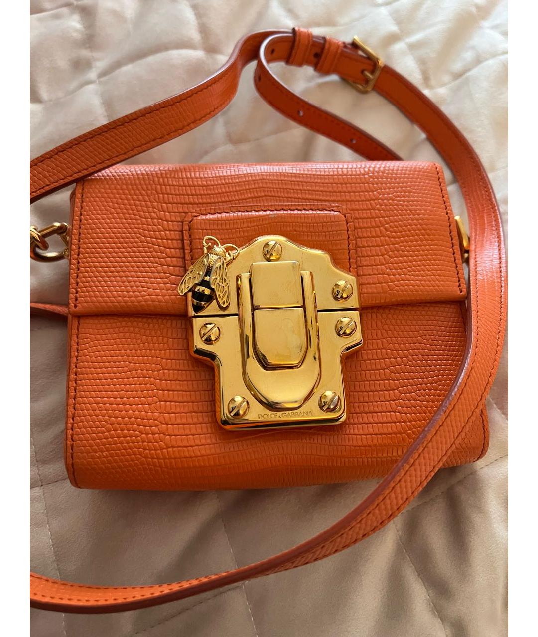 DOLCE&GABBANA Оранжевая кожаная сумка через плечо, фото 6