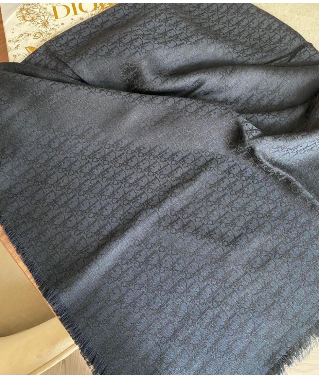 CHRISTIAN DIOR PRE-OWNED Темно-синий кашемировый платок, фото 5