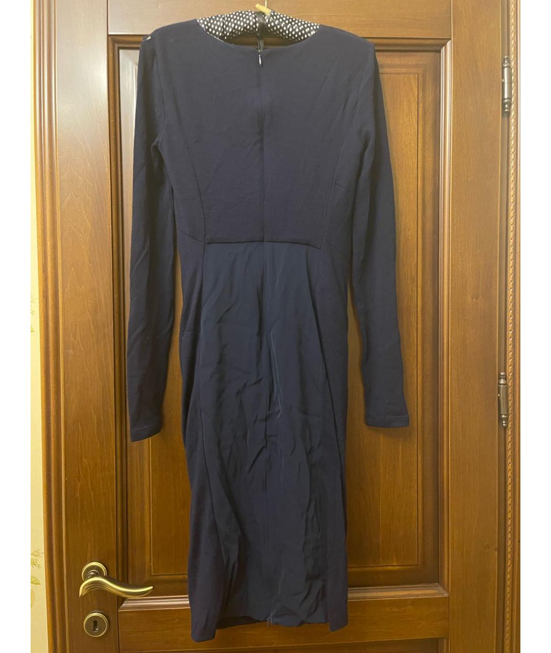 SPORTMAX Темно-синее шерстяное повседневное платье, фото 2