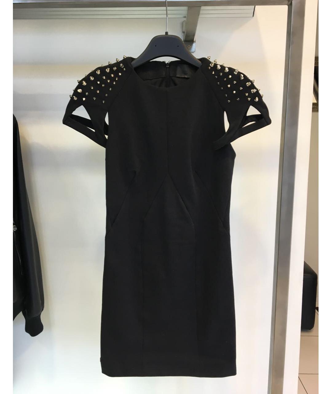 PHILIPP PLEIN Черное хлопко-эластановое коктейльное платье, фото 3