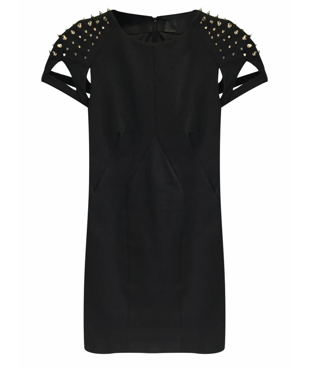 PHILIPP PLEIN Черное хлопко-эластановое коктейльное платье, фото 1